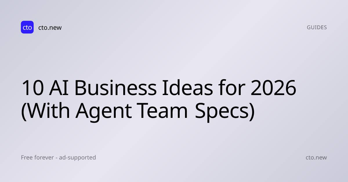10 AI Business Ideas for 2026 (With Agent Team Specs)